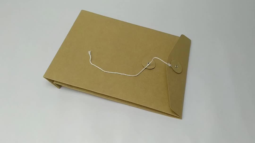 Custom Made Kraft Paper Envelope With Button And String Closure Buy