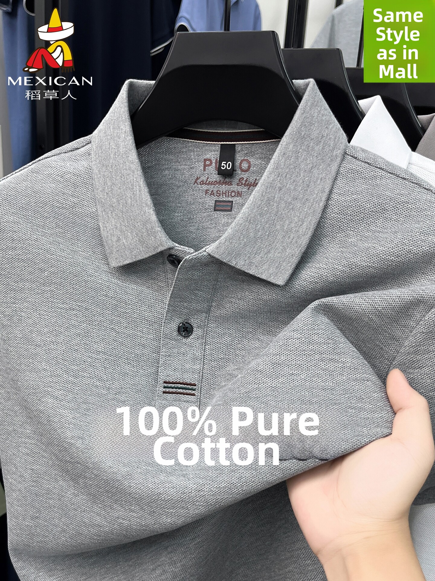 Scarecrow Summer and Autumn 100% Pure Cotton Men's Short-Sleeve T-Shirt Business Casual Solid Color Lapel Long-Sleeve Polo Shirt