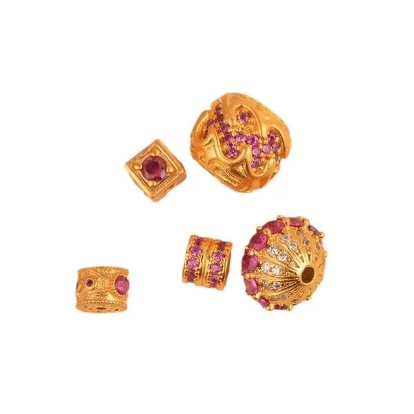 New Year Retro Ruby Accessories Diy Jewelry Accessories This Year Transfer Beads Inlaid Pearl Zircon Wholesale