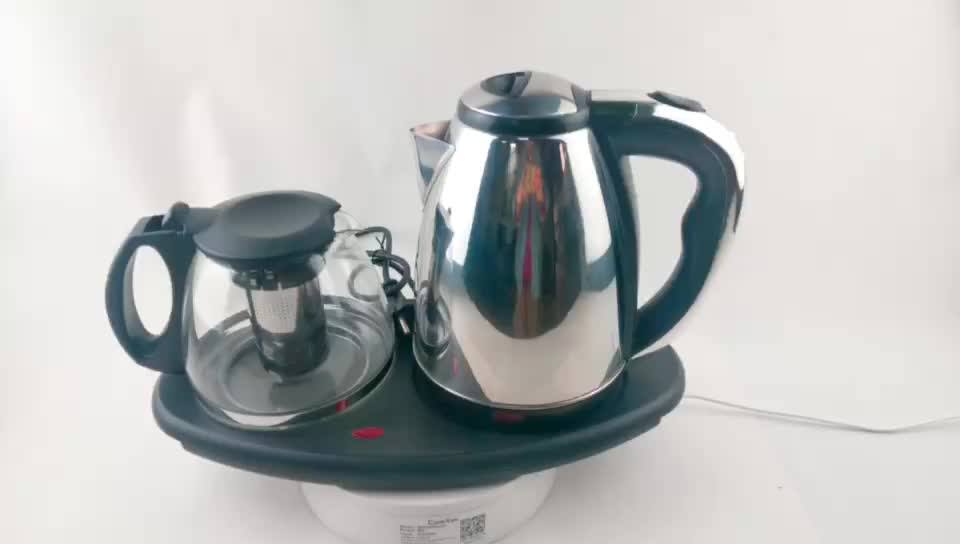 Tea Maker Set Dual Electric Kettles Stainless Steel Glass Keep Tea Warm