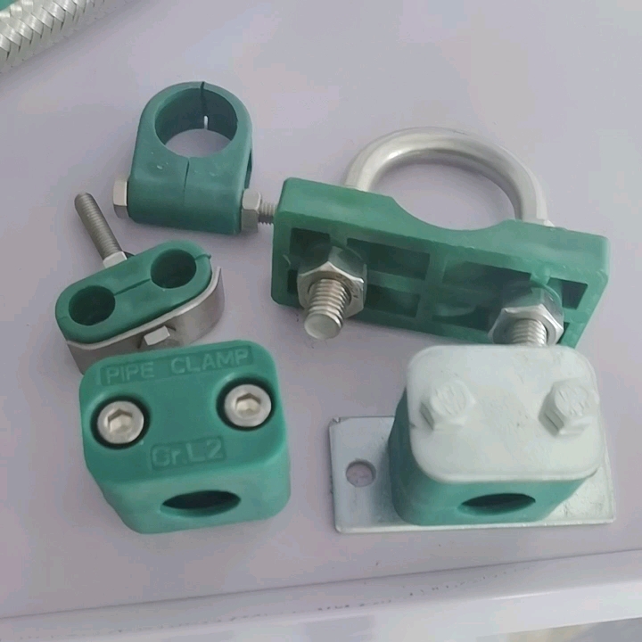 Green Pp/pvc Twin Double Hole Heavy Series Single Hex Bolt Tube Clamps