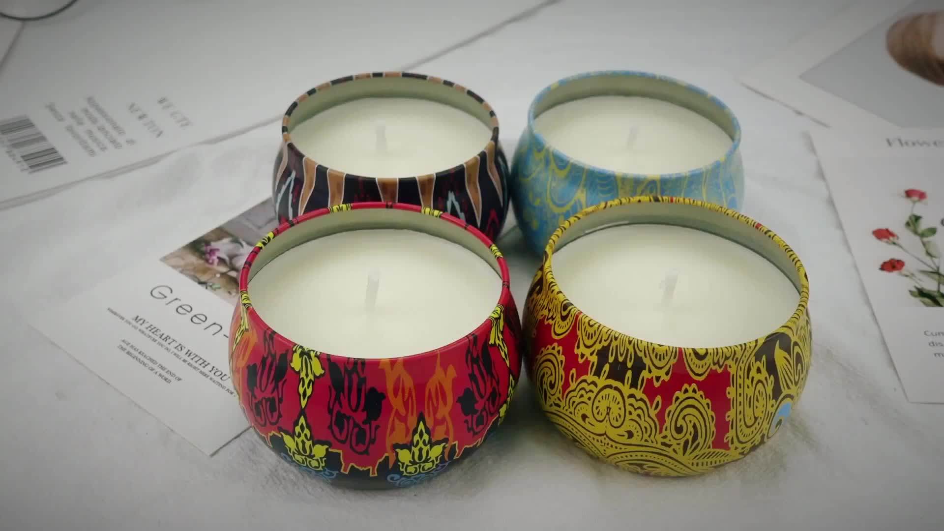 Soy Wax Glass Jar Personalized Decorative Black Tin Perfume Gift Set Luxury Soy Wax Fragrance