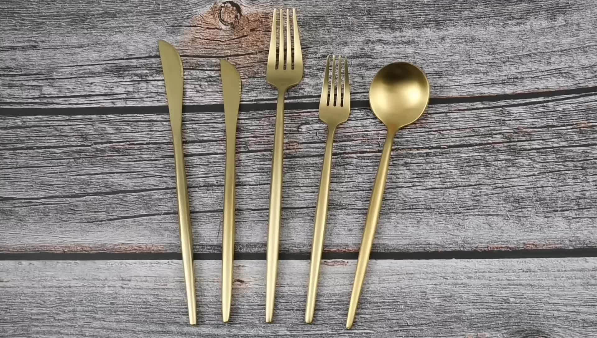 High Quality Matte Golden Cutlery Set 18/10 Spoon Fork Knife Buy
