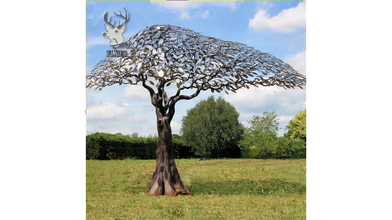 Outdoor Large Monumental Metal Stainless Steel Tree Sculpture For Sale