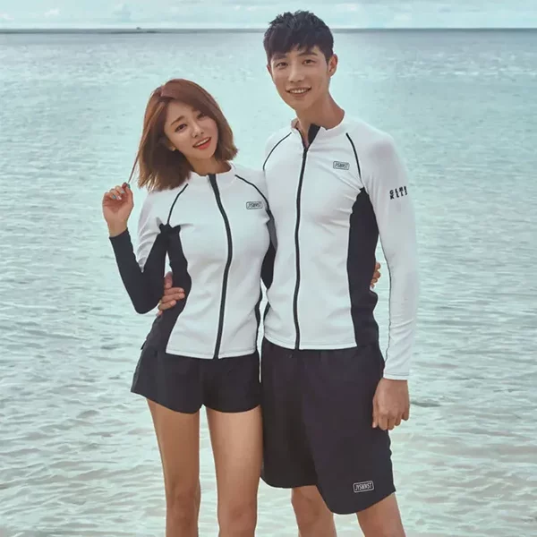 South Korea Split Diving Suit Quick-drying Zipper Sun-proof Jellyfish Suit Men's and Women's Long-sleeved Swimwear Surfer Suit Couple's suit