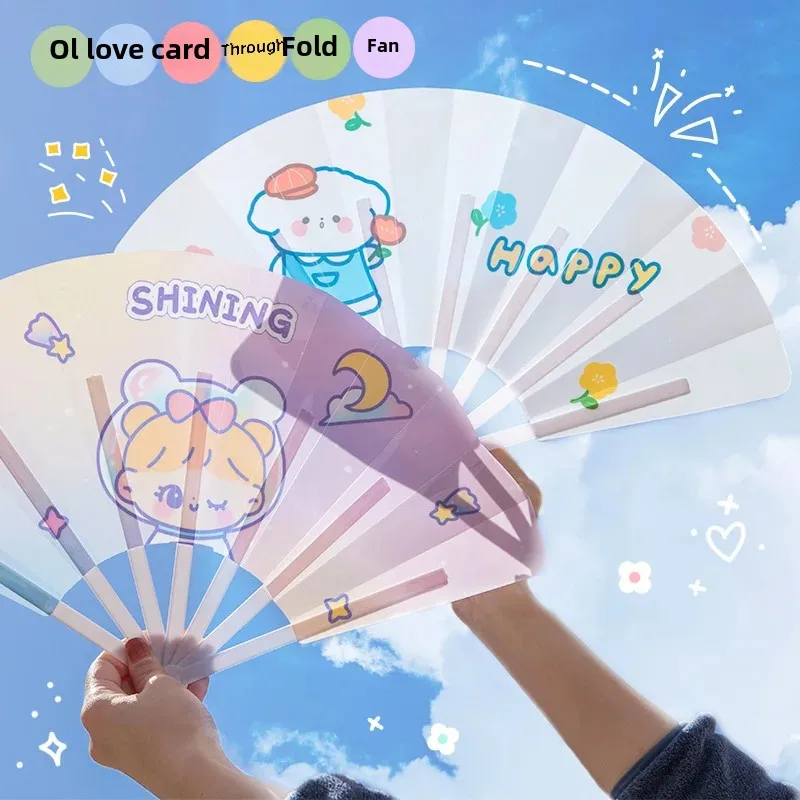 Summer cartoon plastic handheld round fan for students