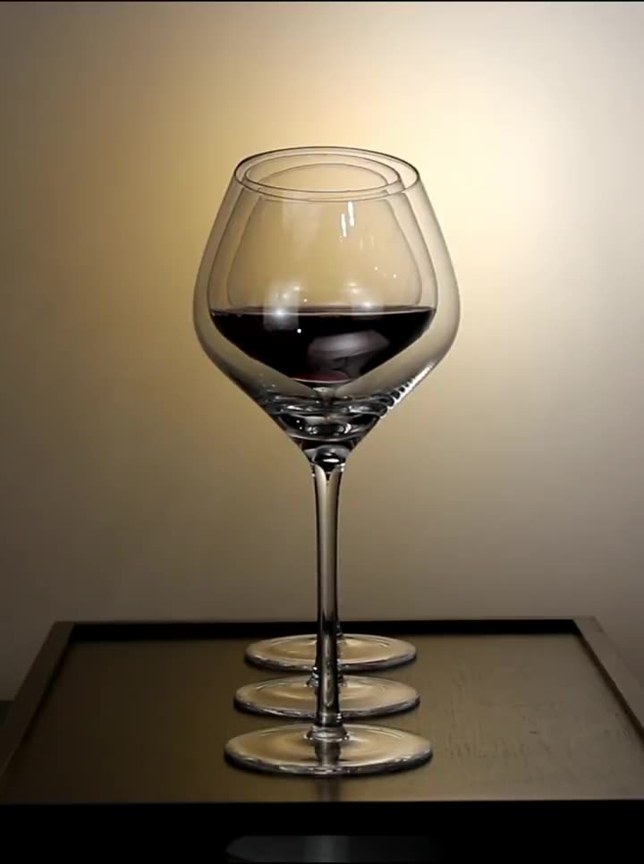 Handblown Big Mouth Color Crystal Long Stem Slanted Wine Glass Wine