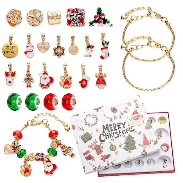 Domestic hot diy creative children's bracelet jewelry 24 grid calendar Christmas holiday surprise blind box silver set