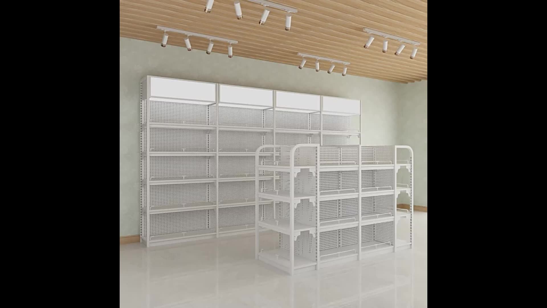 Display Shelf Metal Wire Gridwall Gondola Shelving Rack Large Capacity