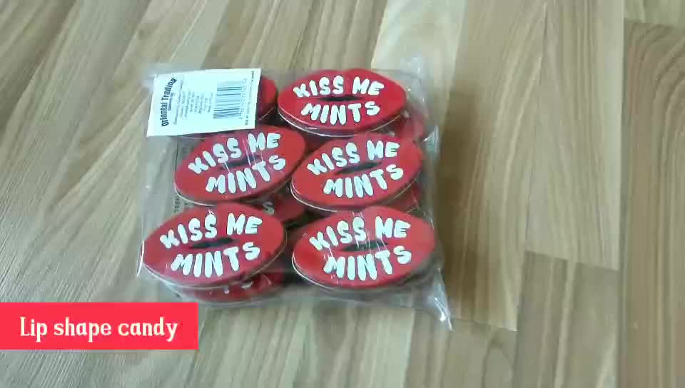 20g Hot Sale Lip Shape Fruit Gummy Candy In Tin Gummy Hard Candy Box