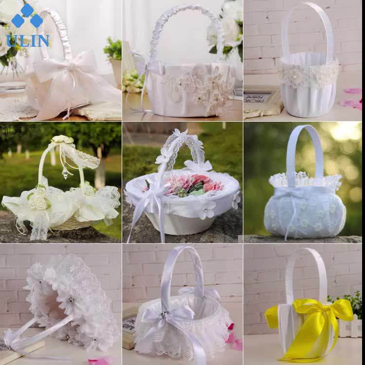 Decorative Decorated Flower Girl Baskets For Wedding For Gift Party