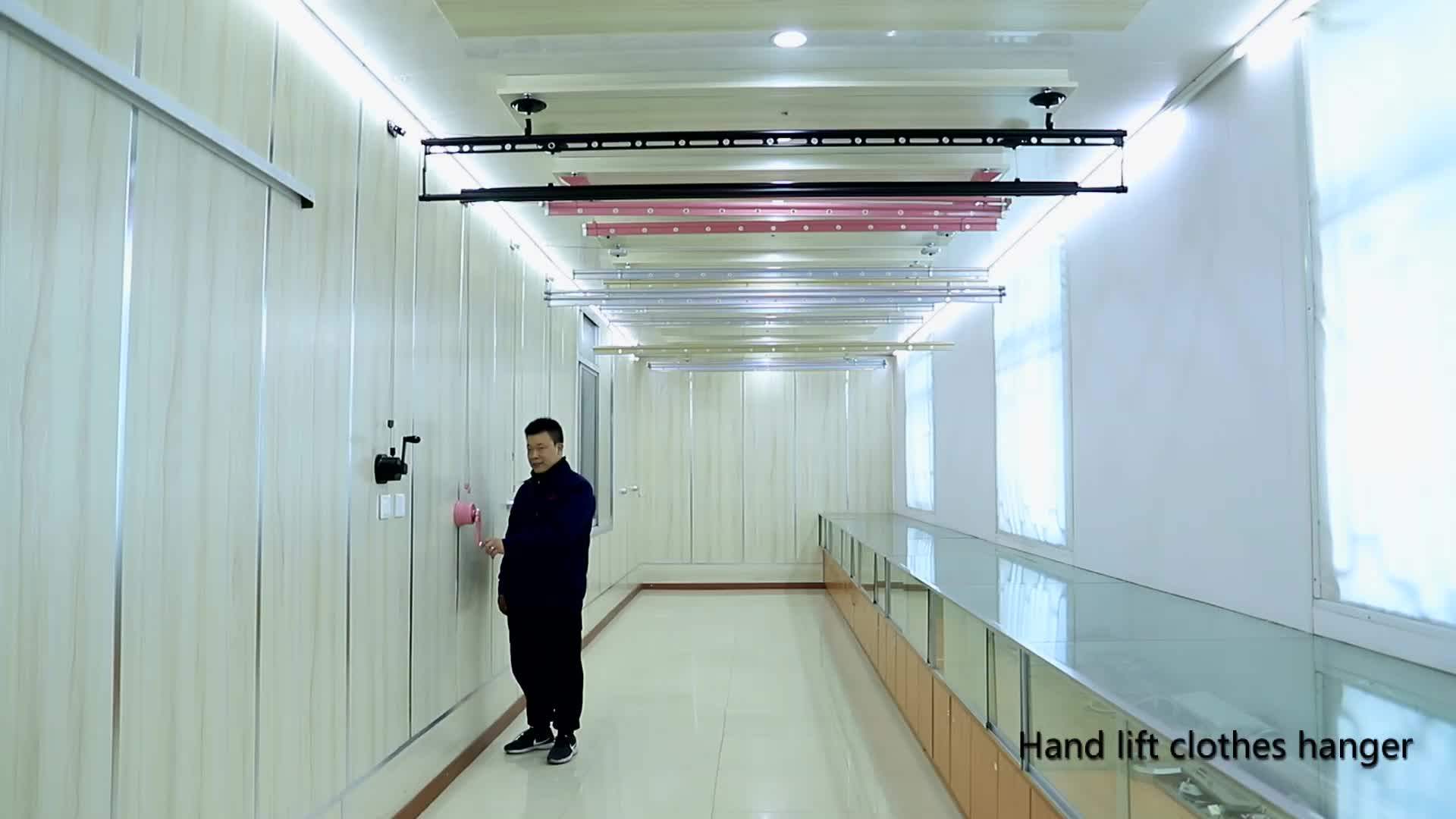 High Quality Three Pole Hand Operated Lift Balcony Ceiling Clothes