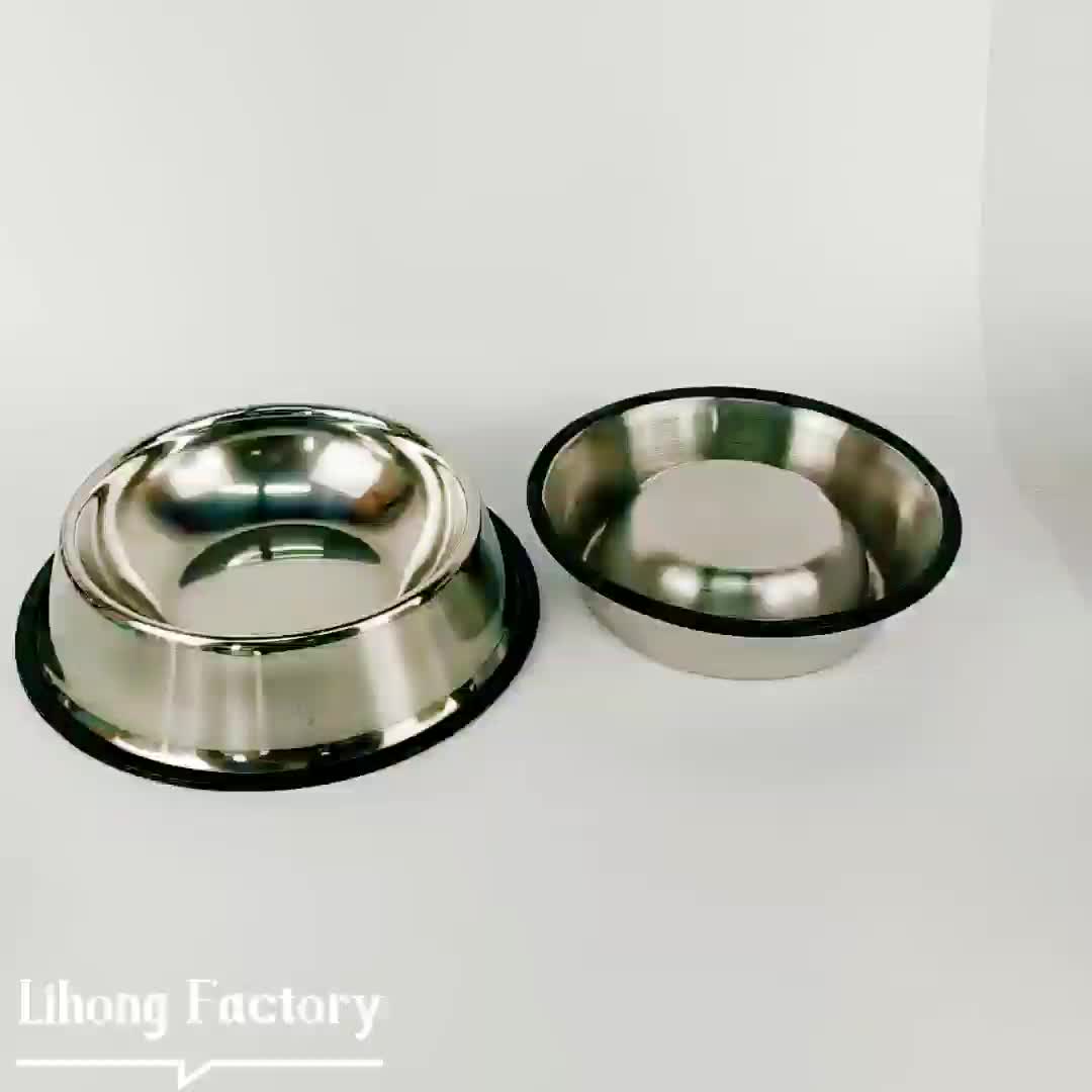 Wholesale Oem Rubber Bottom Stainless Steel Pet Dog Food Water Bowls