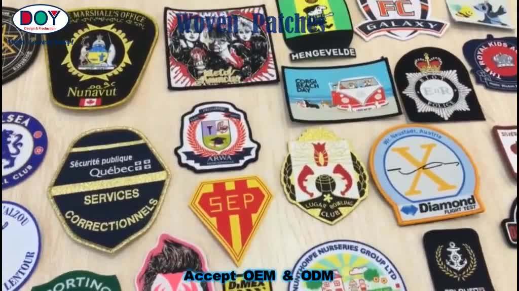 Badges Maker Iron On Custom Football Club Name Logo Soccer Jersey Woven Crest Patches For