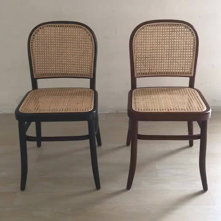 Wholesale Dining Furniture Antique Rattan Seat Wood Dining Cafe Room