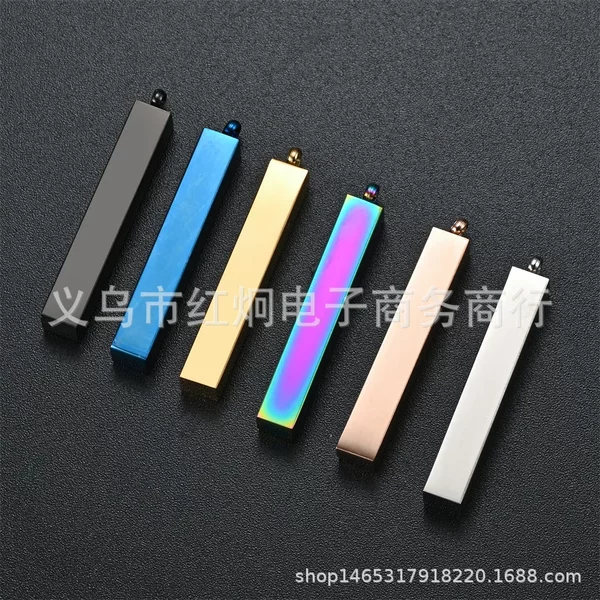 Cross-Border Supply Stainless Steel Stereo Pendant Titanium Steel Square Engraving Plate DIY Rectangular Necklace Pendant