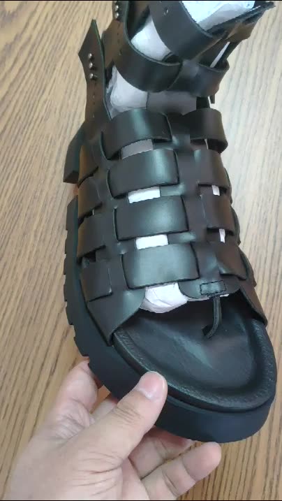 Harajuku/гладиаторы высокие туфли мужские римские сандалии из натуральной кожи с