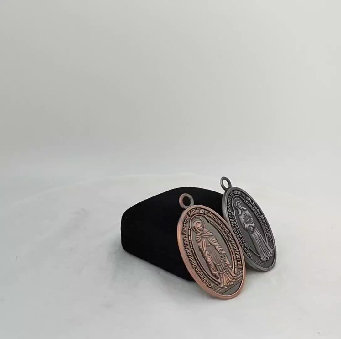 Antique Custom Metal Virgin Mary St Benedict Catholic Religious Medals Manufacturers Buy St