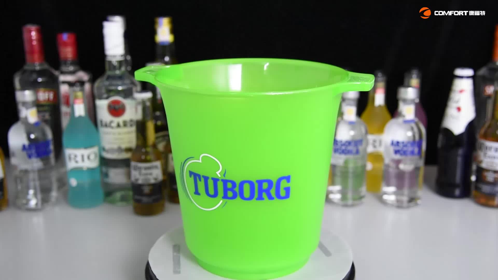 Foodsafe Plastic Bottle Service Branded Logo Ice Bucket With Energy