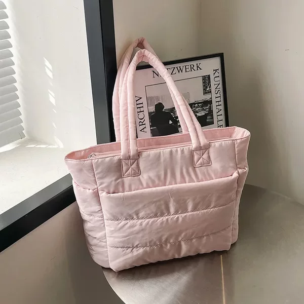 Foreign Trade New Simple Tote Bag Women's Large-Capacity Commuter Handbag Lightweight Nylon Cloth College Student Shoulder Bag