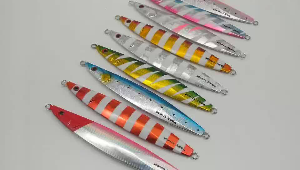 Flat Fall Glow Fishing Jigs - 250g Slow Pitch Metal Saltwater Lures With Stainless Steel Hooks & Kevlar Braid