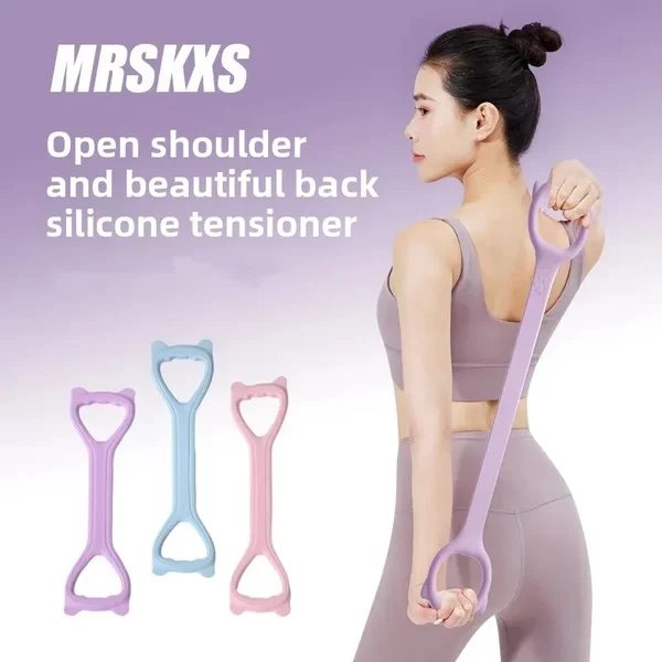 Cat Ear Elastic Band for Home Use, High-Elastic Yoga Stretching Band, Back and Shoulder Trainer, Thickened Back Exercise Silicone Elastic Rope
