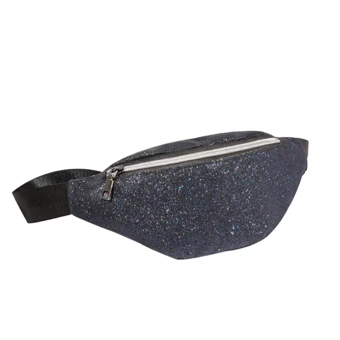 black glitter fanny pack