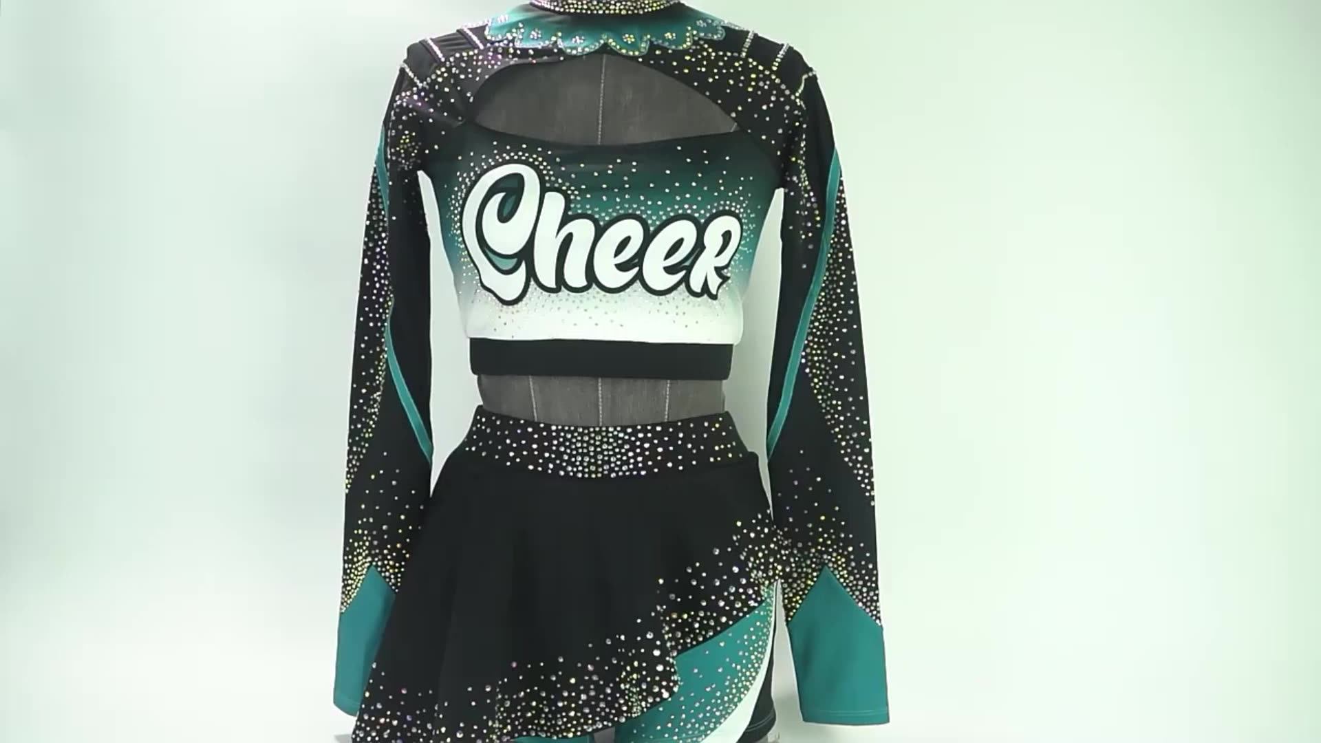 Suppliers Dye Sublimation 2 Piece Long Sleeved Cheerleading Uniforms