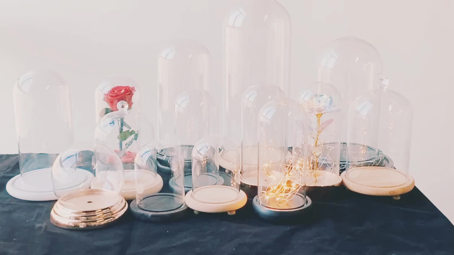 Oem Factory Wholesale Mini Large Glass Display Domes With Wood Base Man