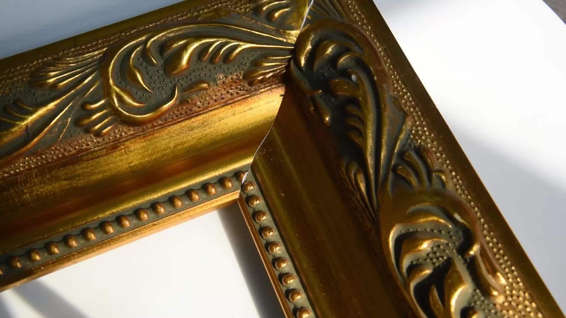 Classical Wall Decoration Art Ready Made Gold Baroque Wooden Frame