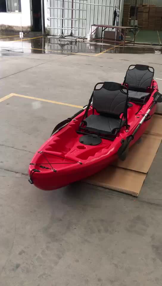 PioneerWorks Fishing Kayak For 2 Person,12.4 FT Sit On Top Kayak With Paddle Hard Shell Recreational Kayak With Large Rear Storage Perfect For Ocean Lakes Rivers