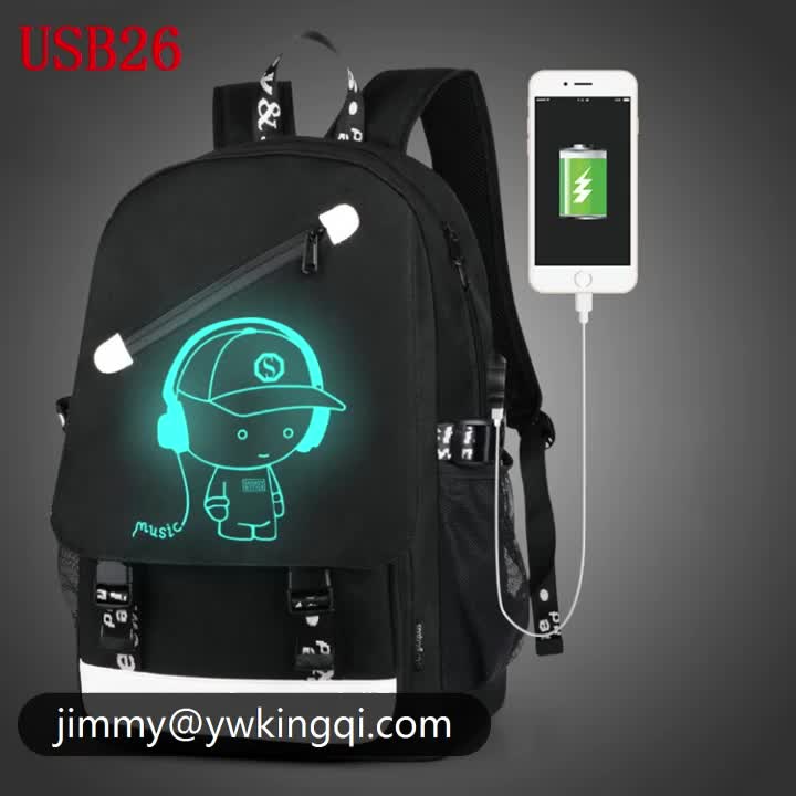 Alibaba Best Sellers Luminous School Backpacks Usb Power Bank Charger ...