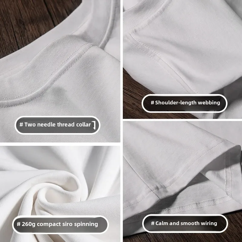 American 350G heavy pure cotton short-sleeved T-shirt men's spring trendy brand loose couple versatile casual shirt