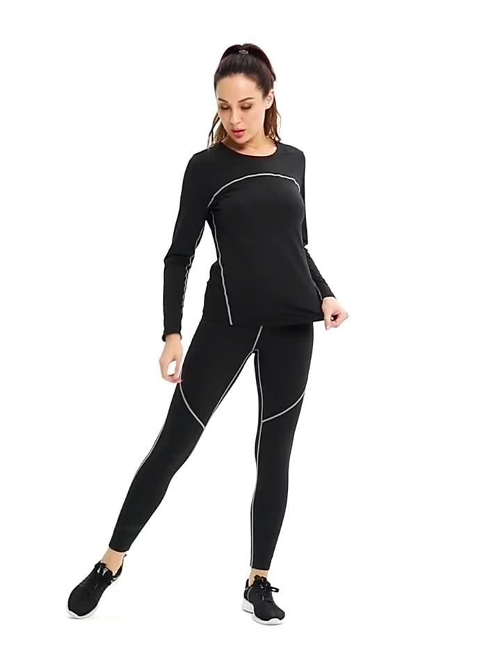 Customized Women Slimming Long Sleeve Workout Tops Tights Leggings Body