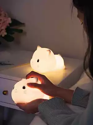 Night light new 2020 induction lamp girl Heart Cat bedroom mother and baby girl unplugged bedside silicone