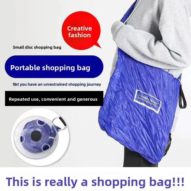 Folding Carry-on Shopping Bag Disc Portable Multifunctional Telescopic Portable Storage Bag for Food Shopping Portable Supermarket Environmental Protection