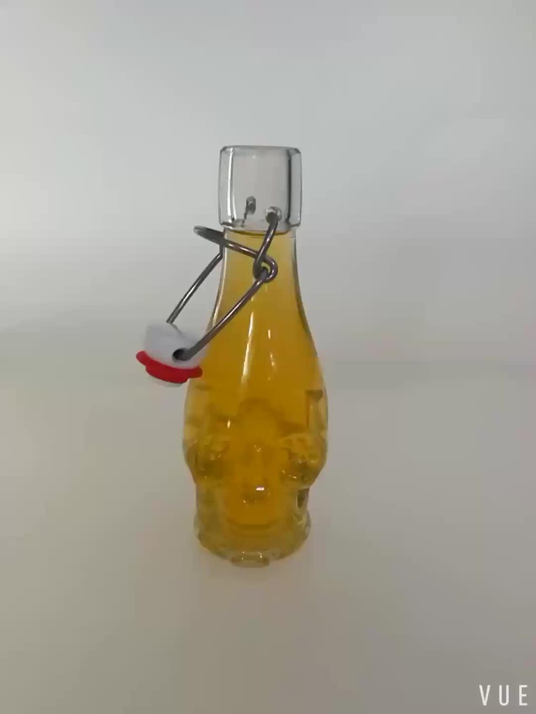 5oz Skull Bottle 150ml Hot Sauce Woozy Glass Bottle With Swing Top Cap