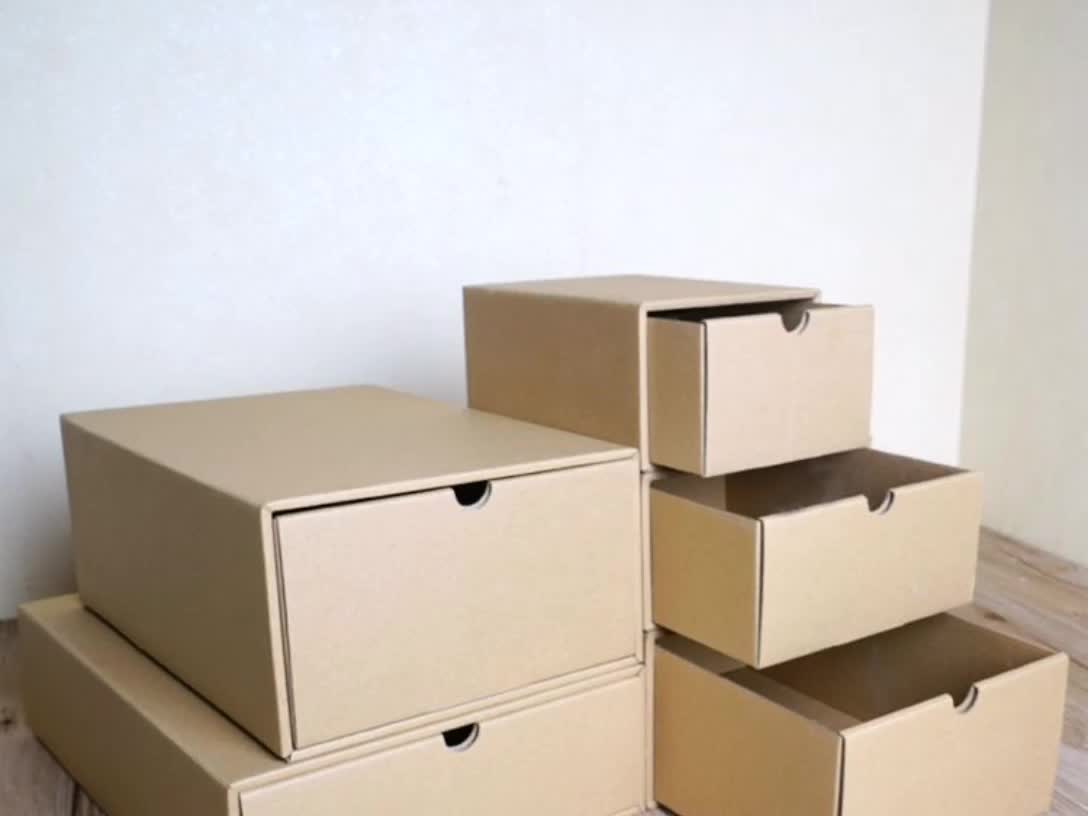 Wholesale Stackable Multipurpose Cardboard Drawer Kraft Paper Storage