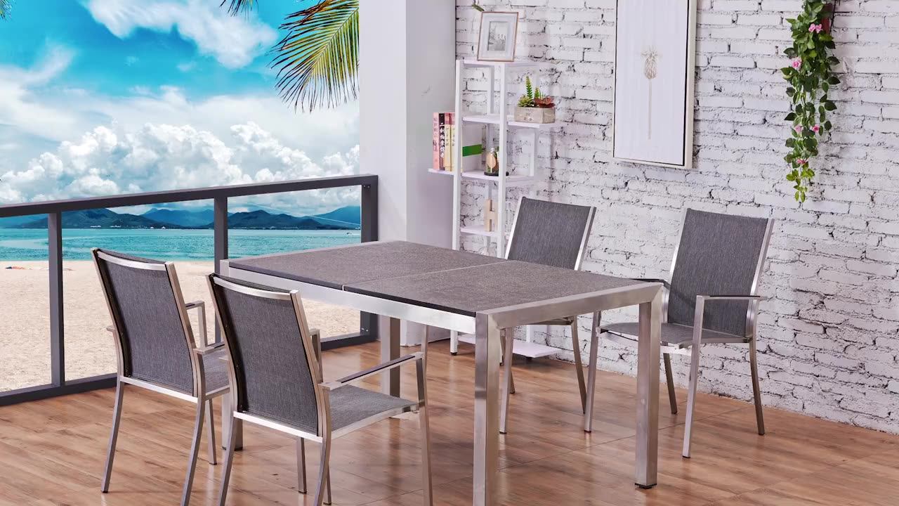 Customized Stainless Steel Frame With Granite Top Tablefully Welded