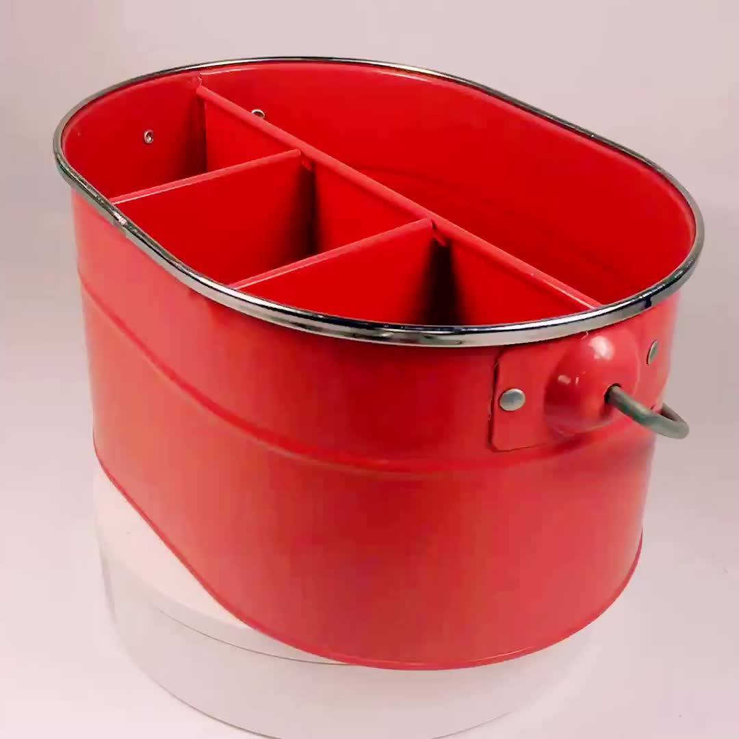 Blue Colored Galvanized Metal Utensil Organizer Utensil Holder Storage