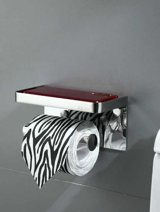 Luxury 304 Toilet Wall Mounted Paper Holder Spare Roll Stainless Steel