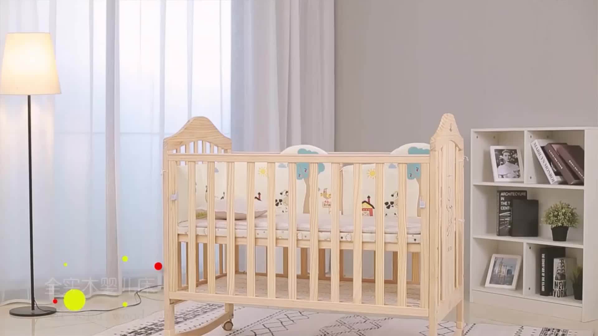 Wooden Rocking Crib Attachable Baby Cot Bed With Competitive Prices And