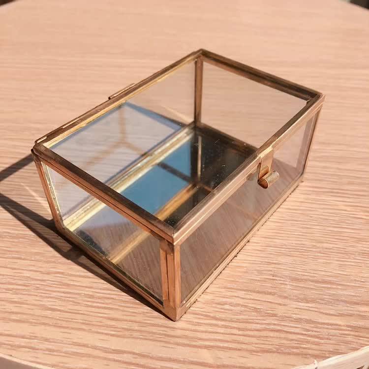 Europe Style Antique Luxury Jewelry Box Copper Glass Custom Organizer