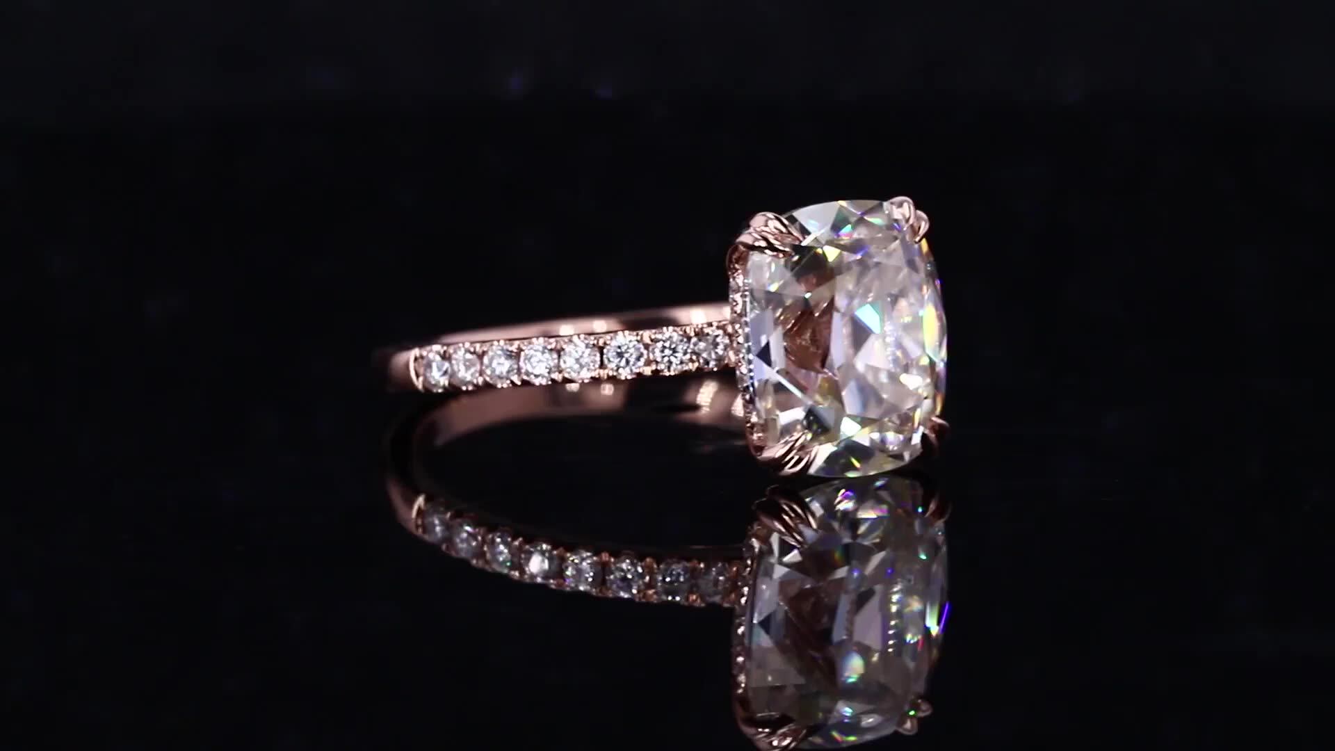 Удлиненная форма муассанит розовое золото 10 карат свадебное кольцо вечности с