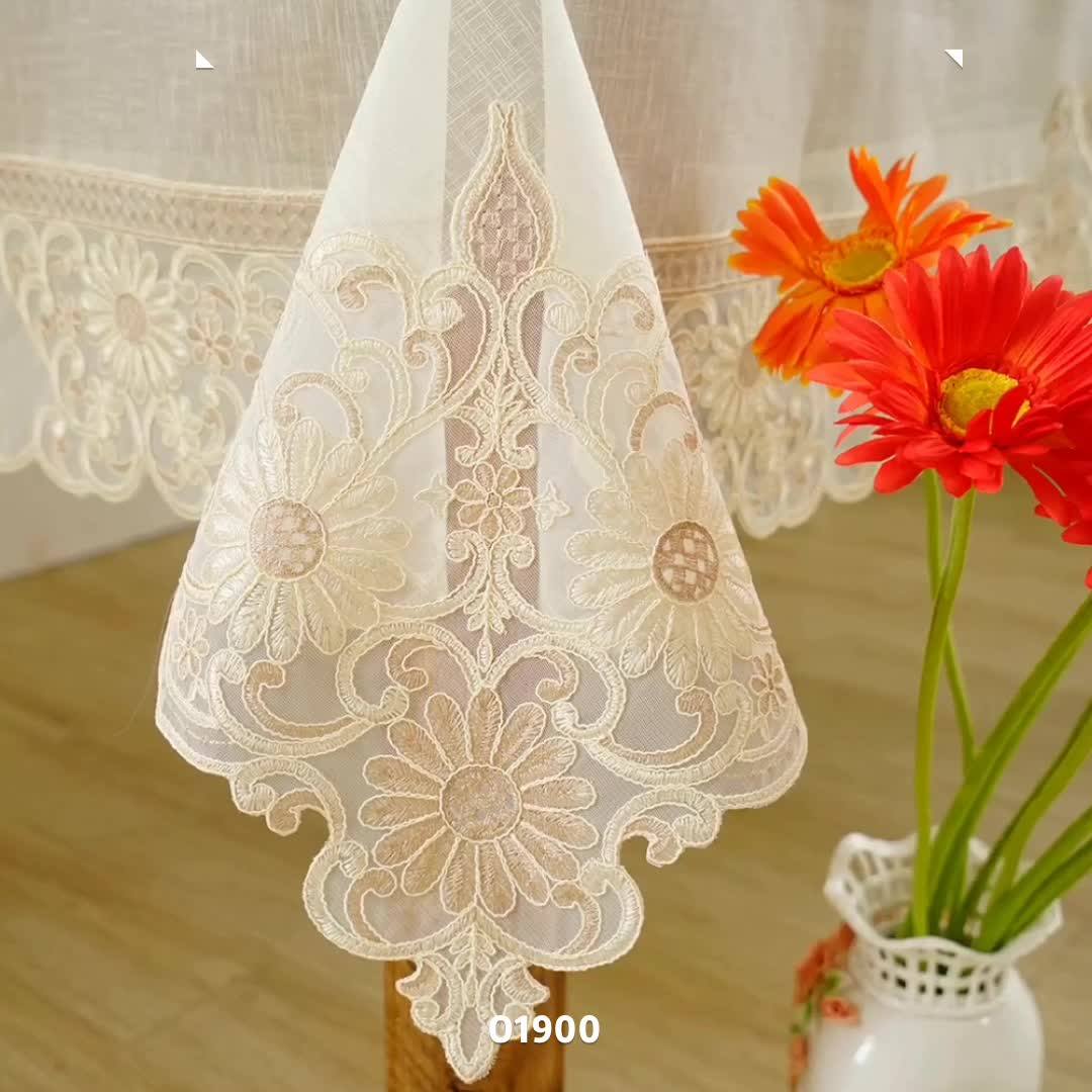 Machine Embroidery Lace Overlay Jacquard Damask Organza Flower Fancy