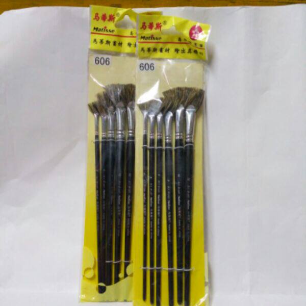 Fan-shaped pen bristle Matisse Boar bristle fan-shaped pen Oil painting pen Gouache brush Bristle row pen set of 6
