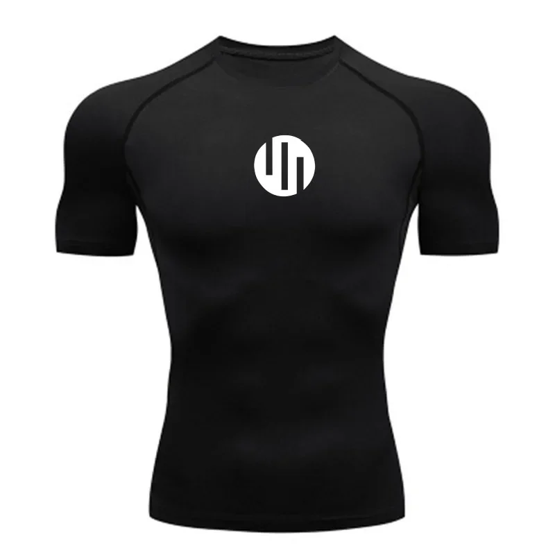 Cross-Border New Amazon European and American Men's Quick-Drying Sports T-Shirt Ace Fighting Fitness Training Bodysuit Short Sleeves