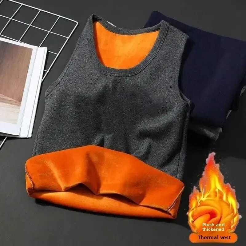 Winter fleece-lined Thickened Warm Vest Gold Velvet Men's Underwear Waistcoat Sports plus size Base Cold-proof Traceless Vest