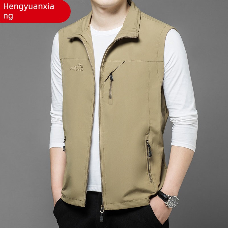 Hengyuanxiang 2026 Spring and Autumn New High-End Men's Vest Outdoor Fishing Workwear Vest Outerwear Jacket