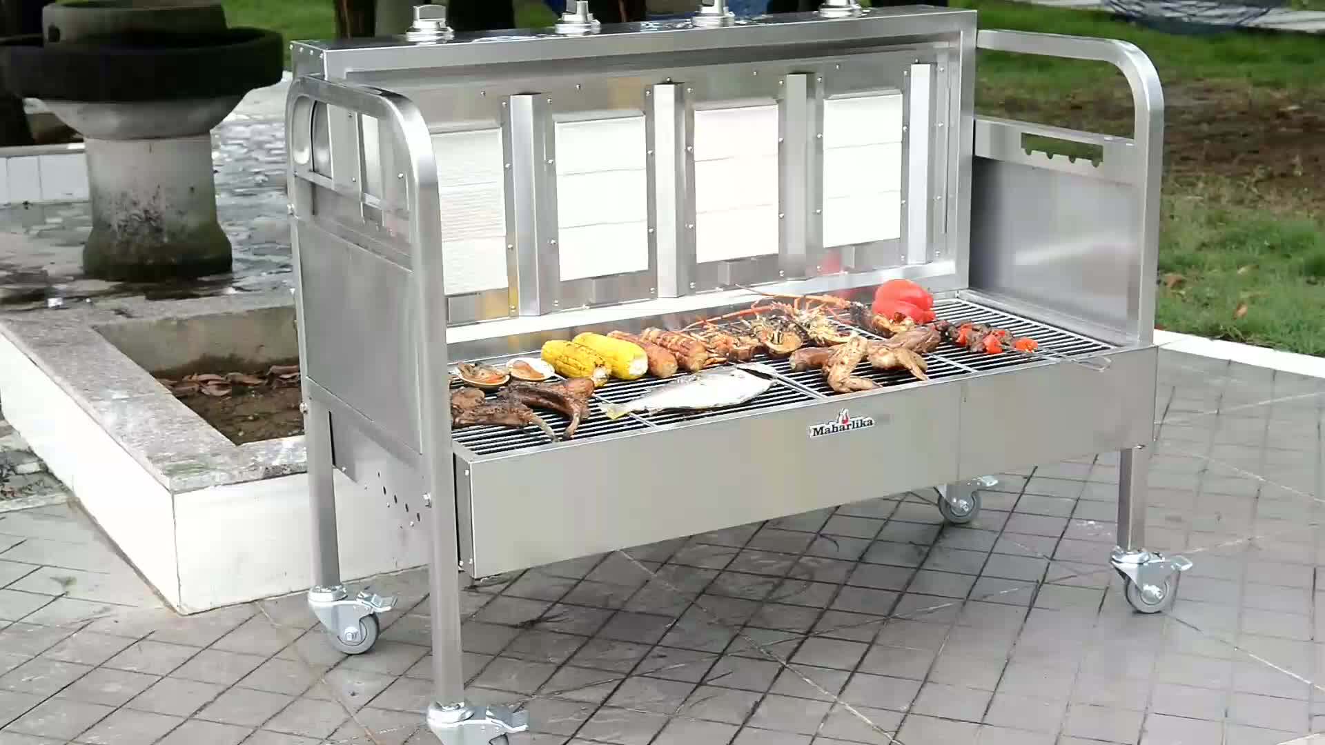 Outdoor Stainless Steel Charcoal Lamb Spit Roaster Bbq Machine Resort